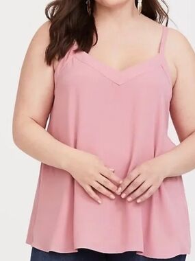 torrid Dusty Rose V-Neck Tie Back Swing Cami Tank Size 2x